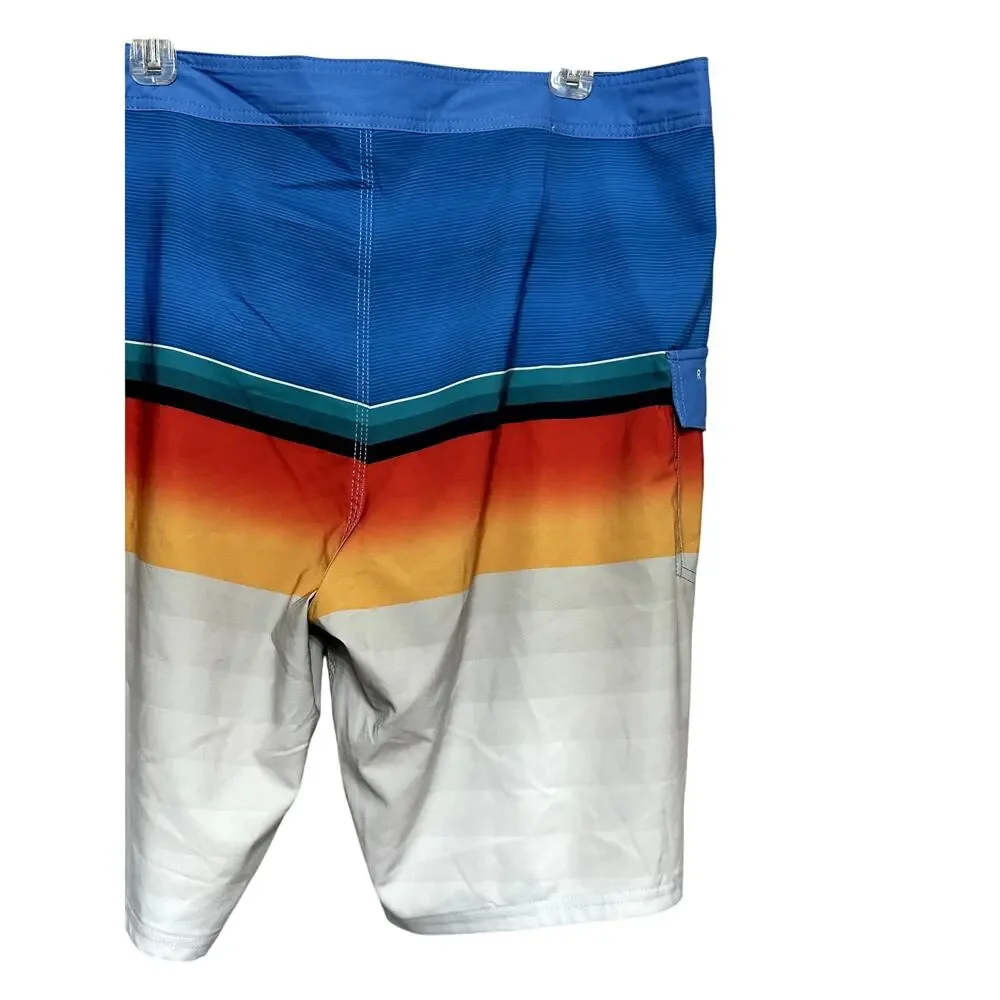 RipCurl Board Shorts Daybreakers Stripe Pattern Adjustable Drawstring M 30 NWT